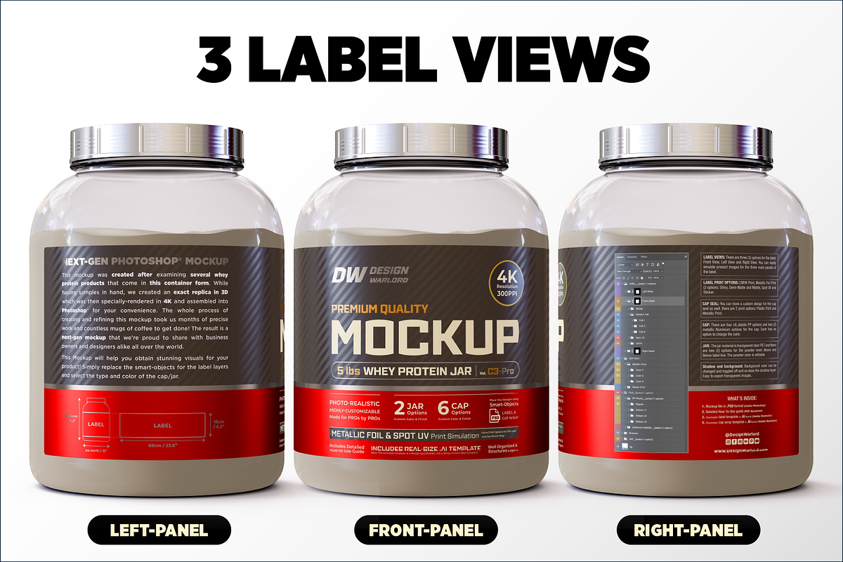 5lb Whey Protein Jar Mockup C3-Pro, a Packaging Mockup by Design Warlord (Photo 6 of 16)