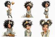 Whimsical Black Afro Girl Clipart, an Illustration by Craft Nest (Thumbnail 5 of 11)