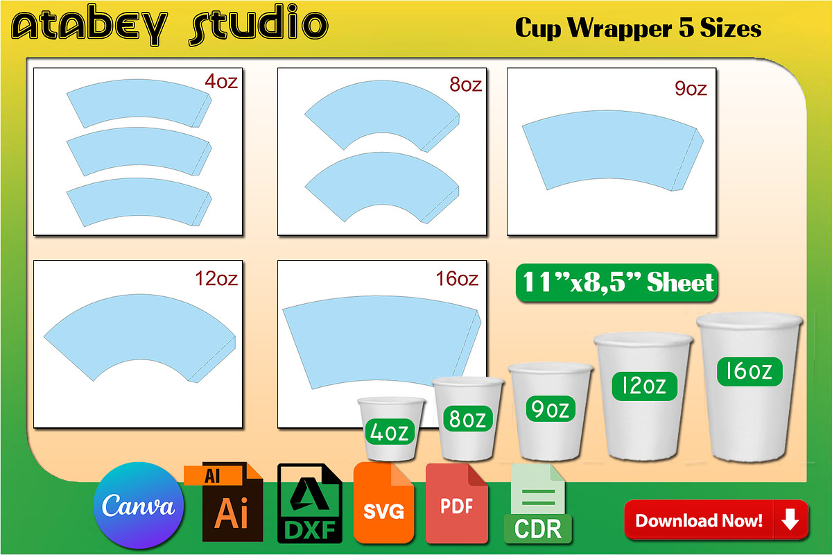 Bundle of Cup Wrapper Template, a Graphic by AtacanDigital