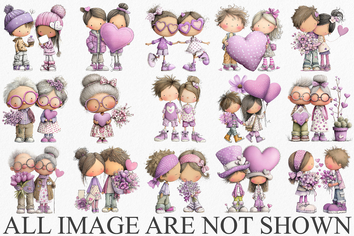 Quirky Valentine Couple Clipart, an Illustration by Canvas Craft (Photo 3 of 6)