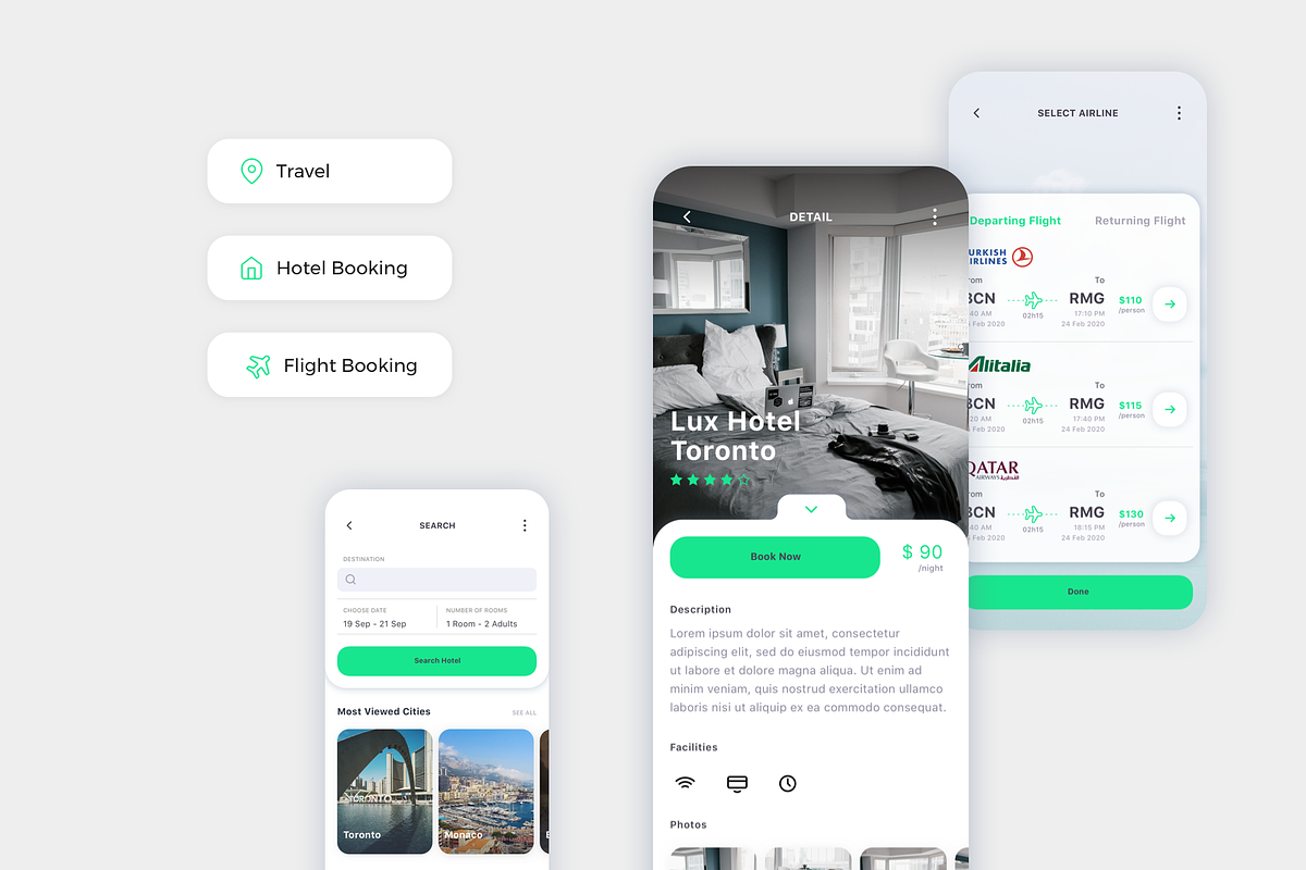 Vesta Travel Booking App UI Kit, an UI Kit Template by uicube (Photo 2 of 7)