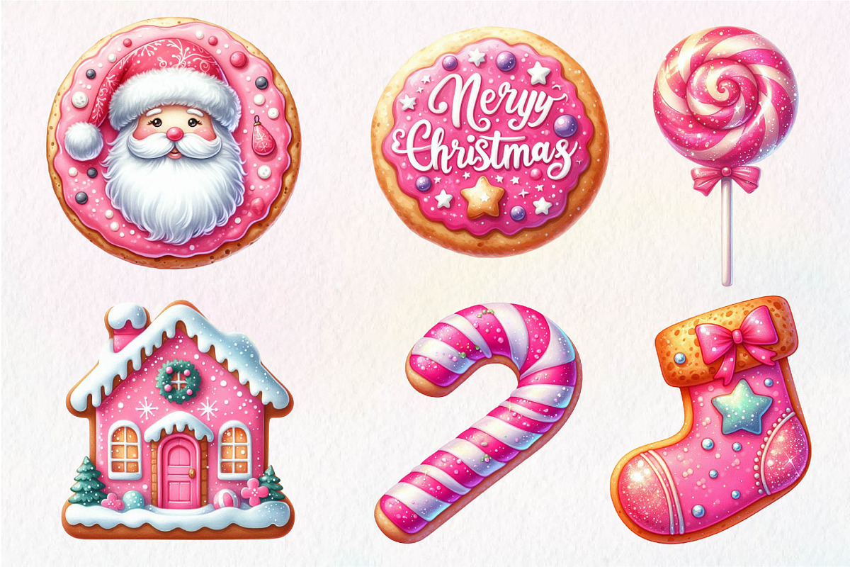 Pink Christmas Cookie Clipart, an Illustration by Dream Creation (Photo 5 of 8)
