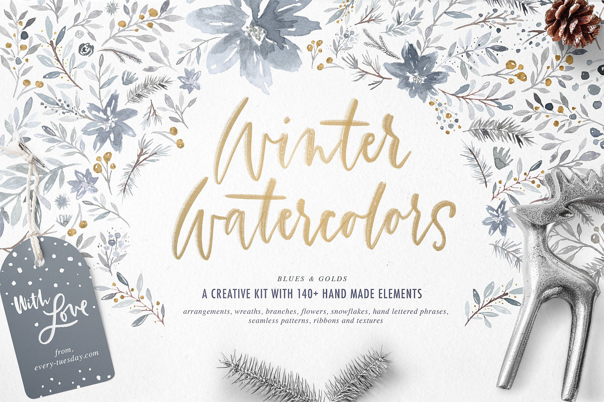 Winter Watercolors Kit, a Texture Illustration by Every Tuesday (Photo 22 of 22)
