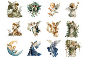 Vintage Angel Clipart Set PNG, a Graphic by CitraGraphics (Thumbnail 2 of 4)