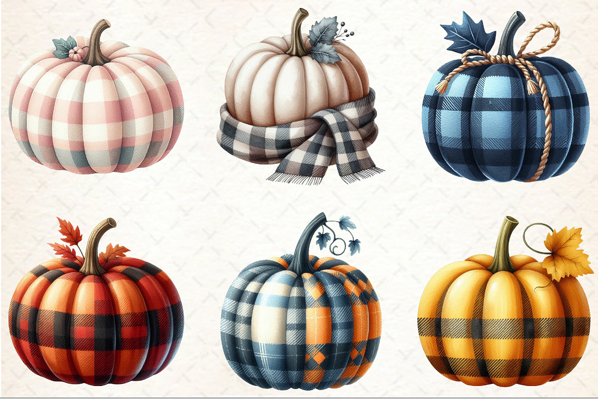 Autumn Plaid Pumpkin Clipart, an Illustration by Rose Art (Photo 4 of 7)