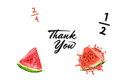 Watermelon Fractions Flashcards, an Education Illustration by InkyQueenArt (Thumbnail 4 of 4)