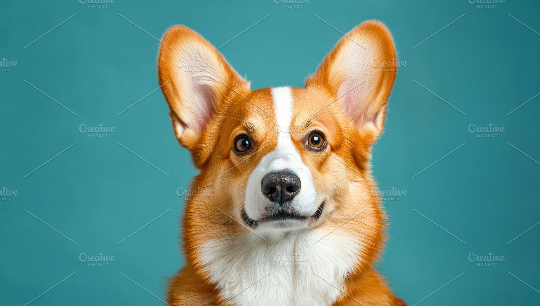 Cute corgi dog with large upright ears and fluffy coat looking d, an Animal Photo by José Manuel Gelpi