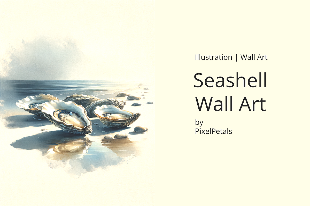 Coastal Serenity Watercolor Oyster, an Illustration by pixelpetals (Photo 1 of 4)