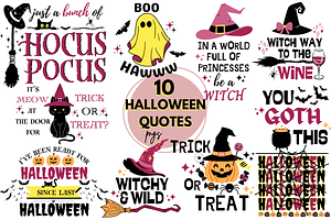 10 Halloween Quotes PNG Bundle