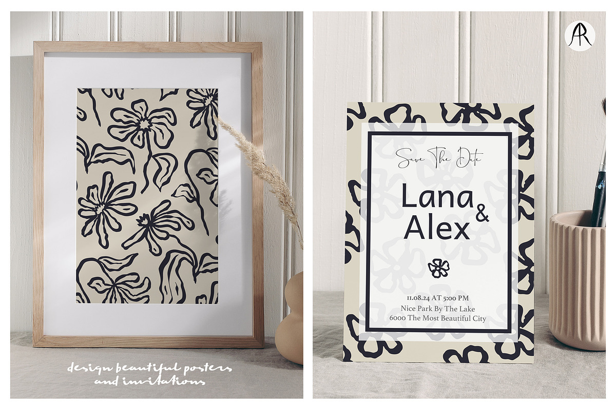 Abstract Ink Wash Floral Patterns, a Pattern Graphic by Rose Design (Photo 9 of 11)