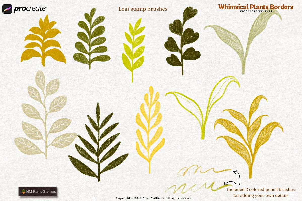 Whimsical Plants Procreate Brushes, a Brush Add-On by Fashion Workshop Bkk (Photo 4 of 11)