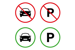 Forbid Parking Car Sign, an Object Illustration by Vector Creator