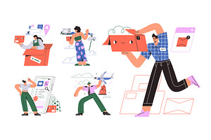 Online shopping & delivery concepts, a Person Illustration by PaperTrident