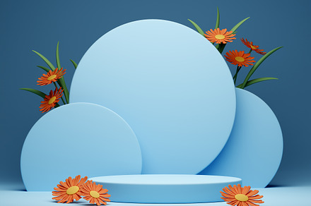 Easter, spring scene with podium