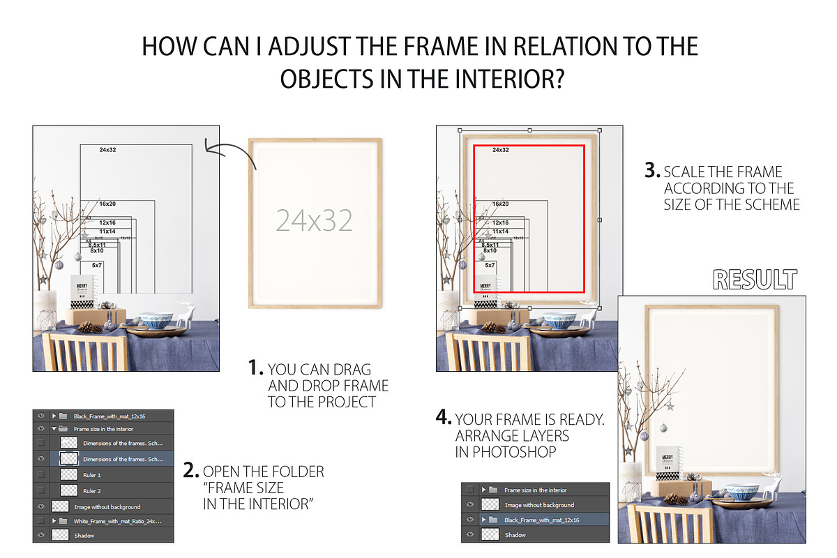 Christmas Frame & Wall Mockup Bundle, a Print Template by Yuri-U (Photo 21 of 22)