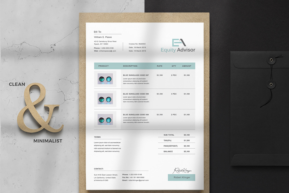 Clean Invoice Form, a Stationery Template by TelaTemplates (Photo 3 of 8)