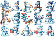 Blue Snowman Clipart, an Illustration by Designworld (Thumbnail 2 of 5)