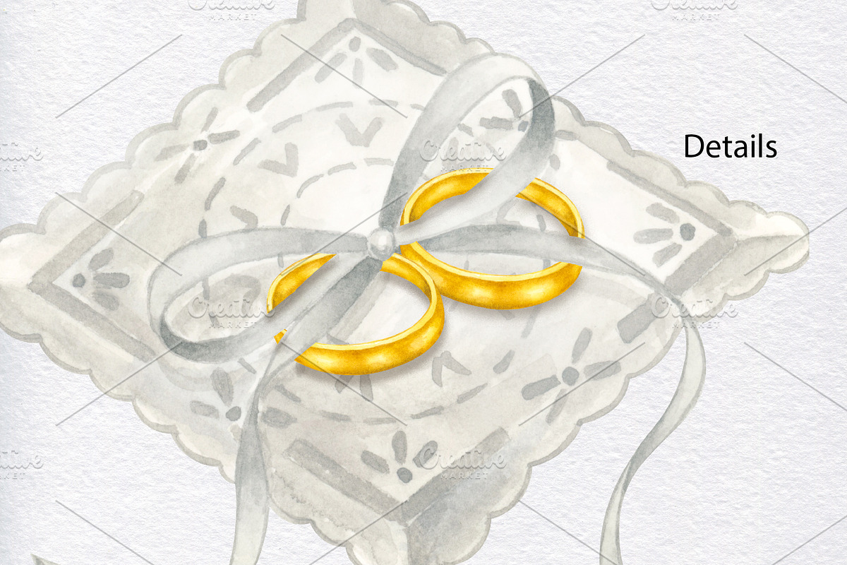 Wedding rings watercolor clipart, an Object Illustration by KathrineWatercolor (Photo 9 of 10)