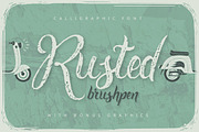 Rusted brushpen script + bonus, a Script Font by Gleb Guralnyk (Thumbnail 1 of 4)