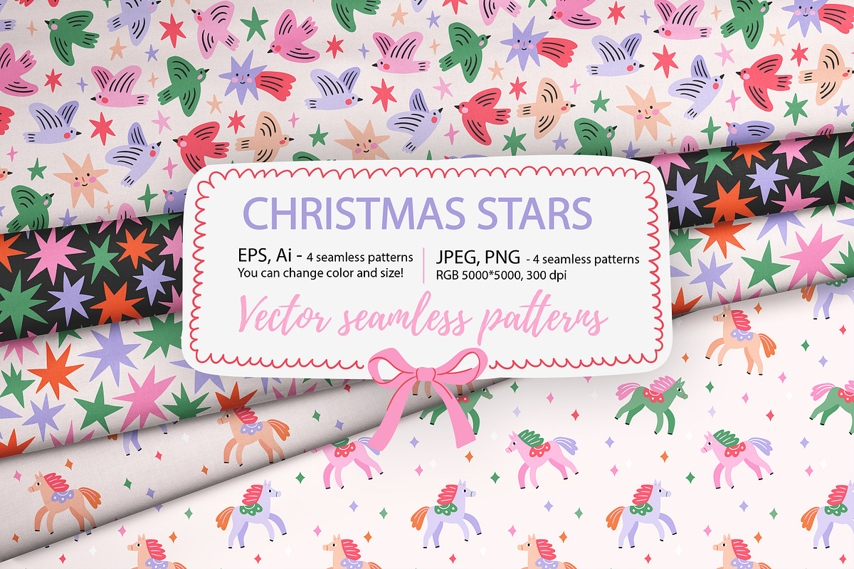 Christmas stars seamless patterns, a Pattern Graphic by Alenkakarabanova (Photo 1 of 5)