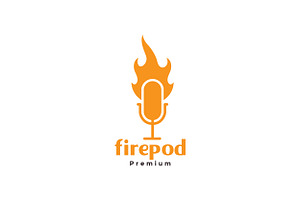 Podcast Microphone With Fire Flame