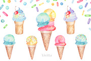 Ice cream watercolor collection, a Food Illustration by Vivitta (Thumbnail 3 of 8)