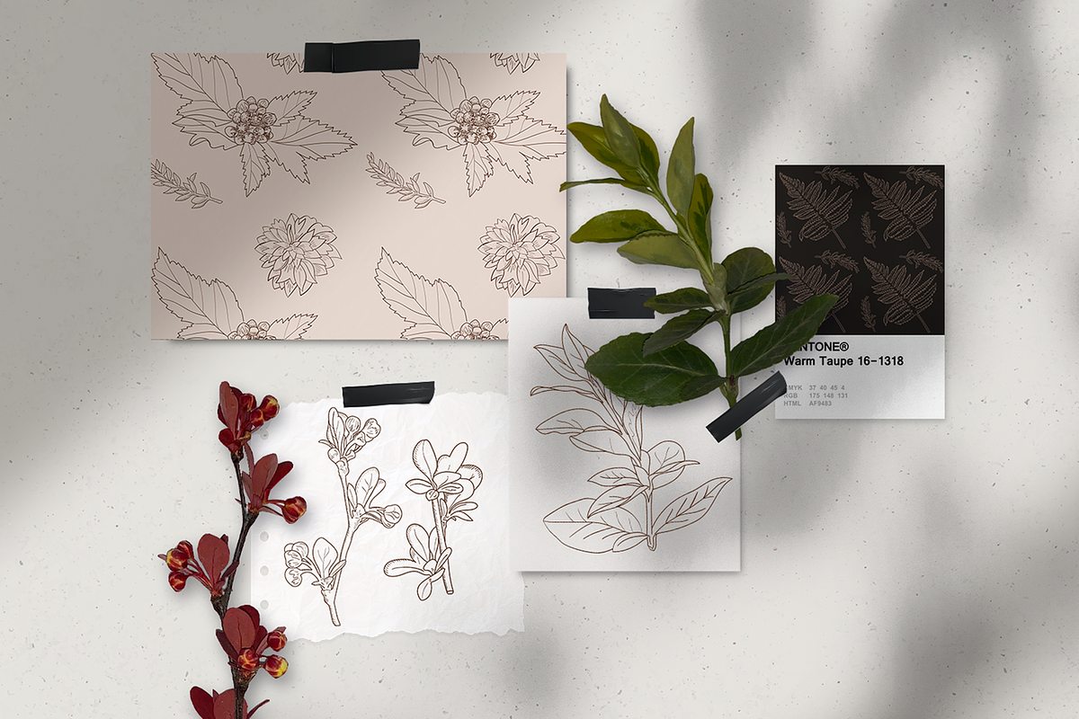 Hand Drawn Floral Patterns, a Pattern Graphic by Uyava Space (Photo 5 of 8)