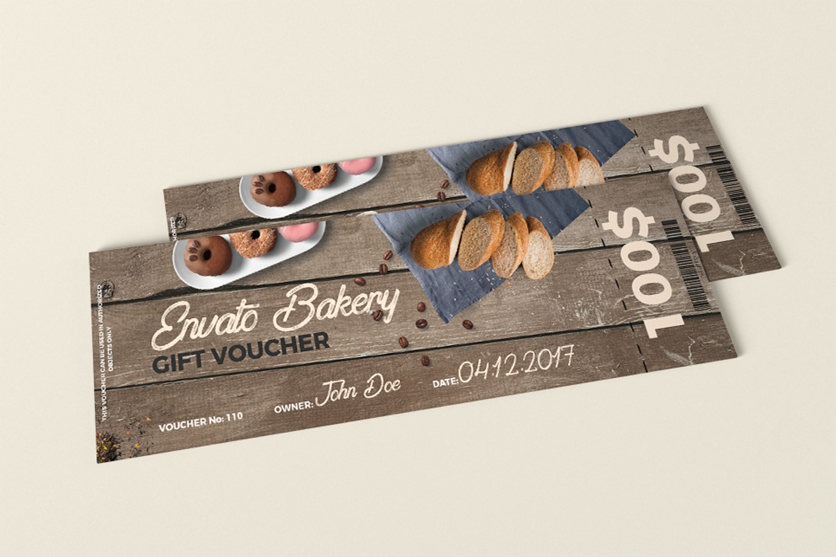 Bakery Gift Voucher/Coupon, a Card Template by Konakchiev (Photo 3 of 3)