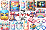 School Clipart Set, School Supplies, an Illustration by RobertsArt (Thumbnail 1 of 7)