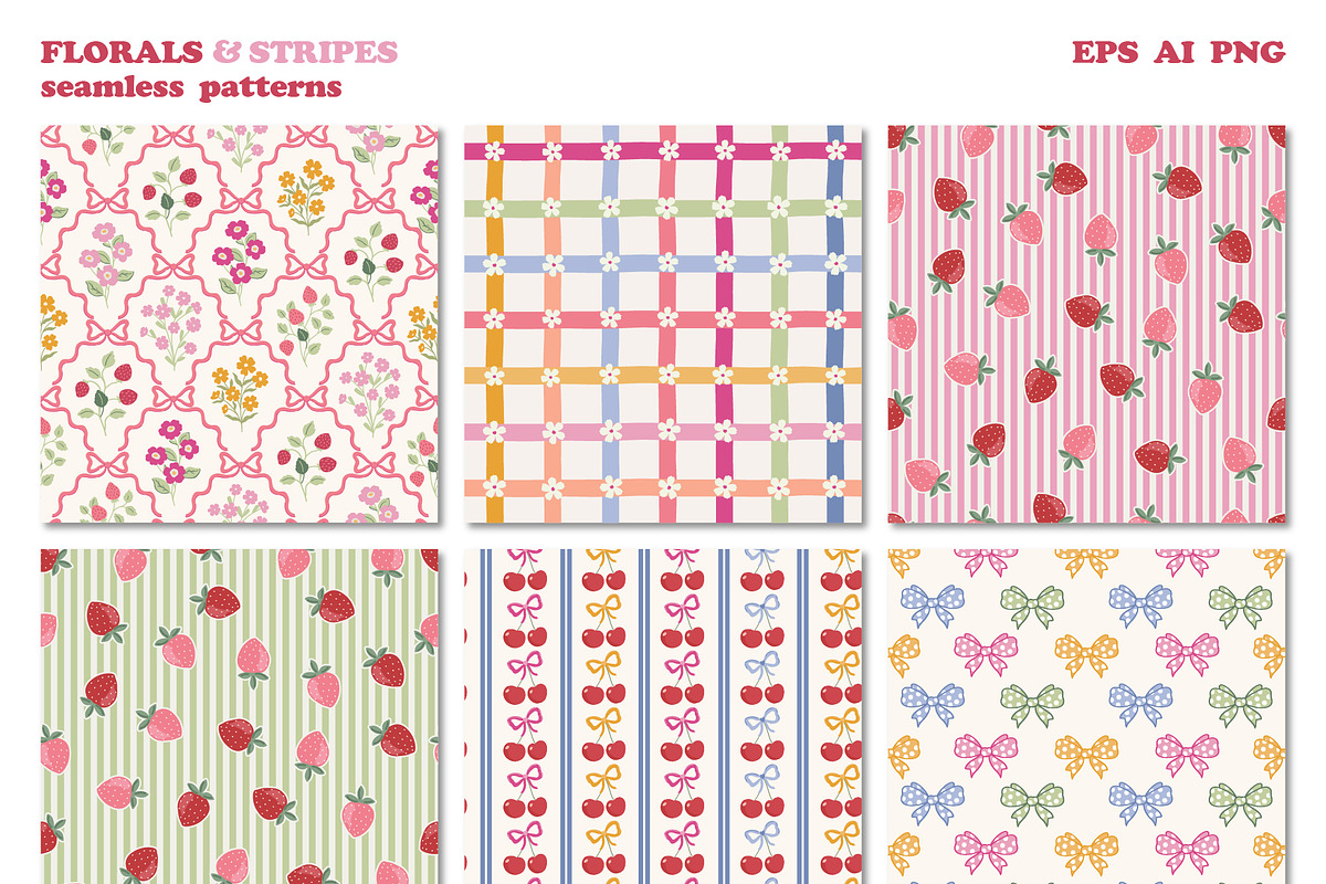 Florals & Stripes Vintage Patterns, a Pattern Graphic by Cozy pattern shop (Photo 8 of 11)
