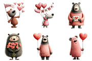 Whimsical Teddy Bear Love Clipart, an Illustration by CraftArtStudio (Thumbnail 2 of 6)