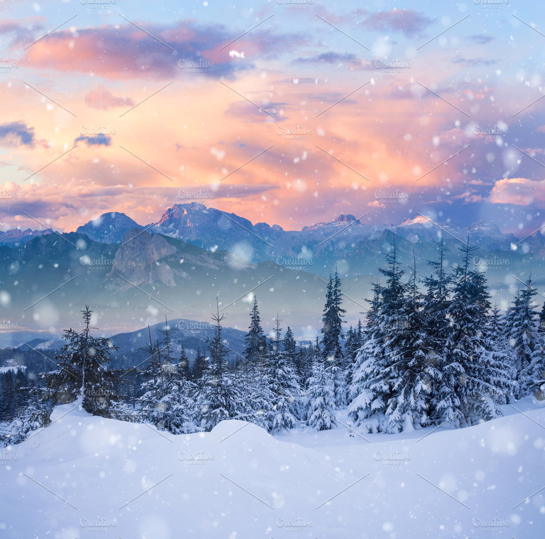 Beautiful winter alpine mountain featuring winter, mountain, and snow, a Nature Photo by khoroshkov