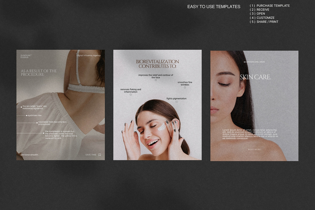Minimal Skincare Canva Post Pack preview 3