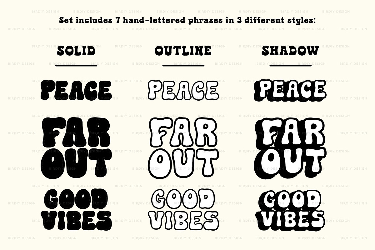 Psychedelic Retro Hippie Icons, a Solid Icon by BirDIY Design (Photo 6 of 10)
