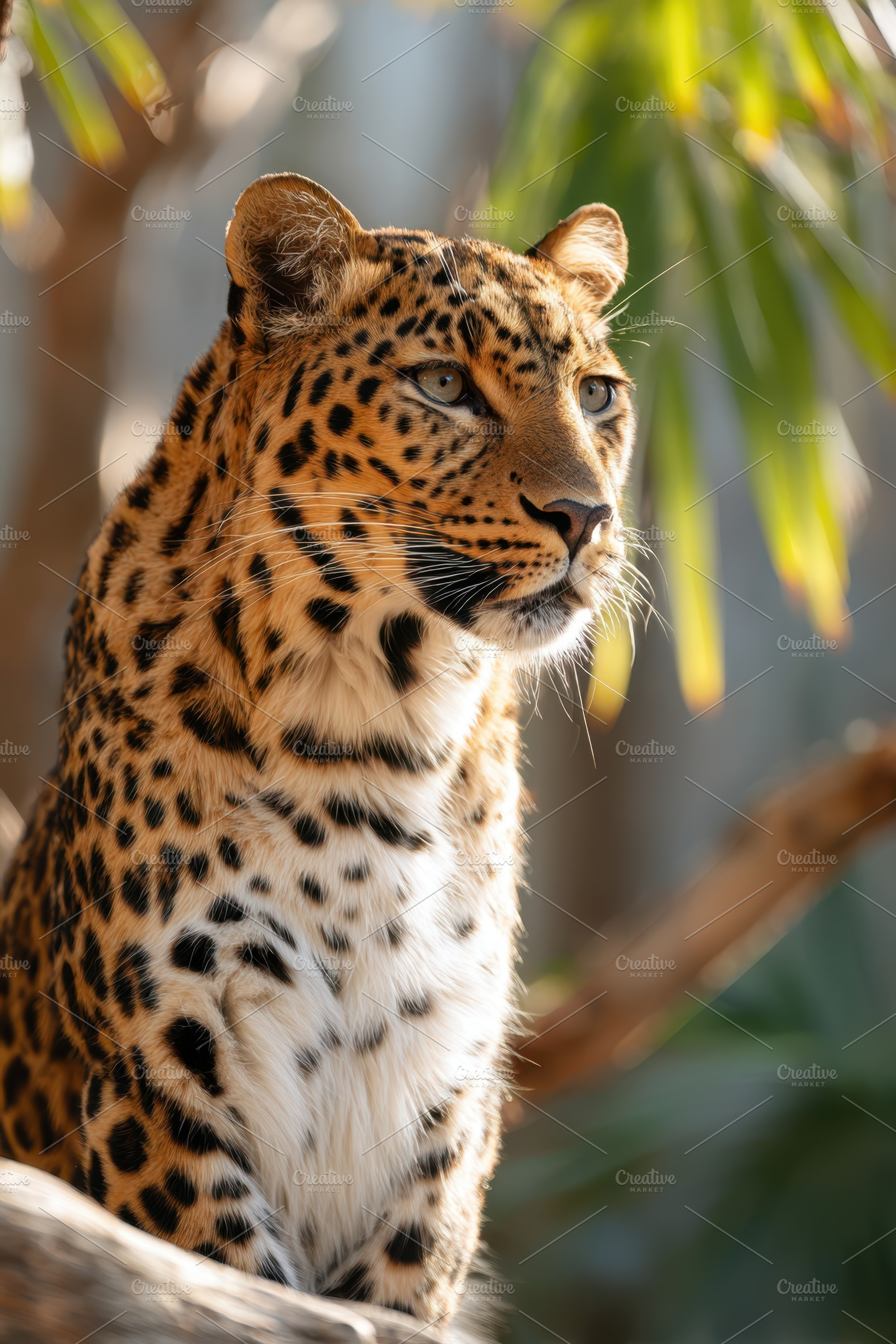 Majestic leopard portrait in natural habitat, an Animal Photo by AlyaAnd