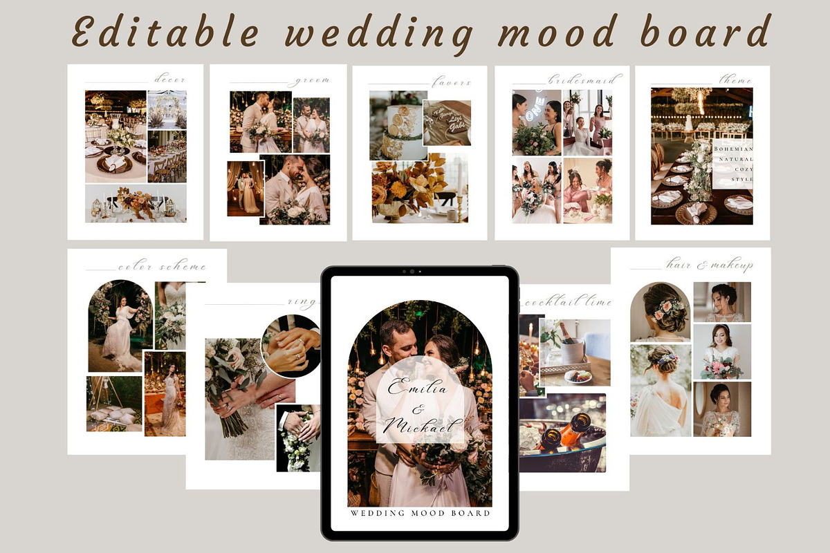 Wedding mood board template, a Stationery Template by EvaTemplates (Photo 1 of 8)