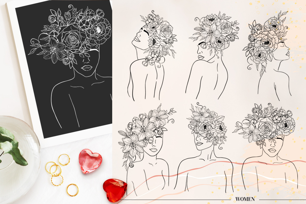 Abstract Women. Flowers. Hearts., a Texture Illustration by Diana Kovach (Photo 2 of 11)