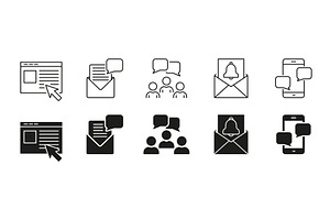 Communication And Notification Icons, a Technology Illustration by Gentle Studio