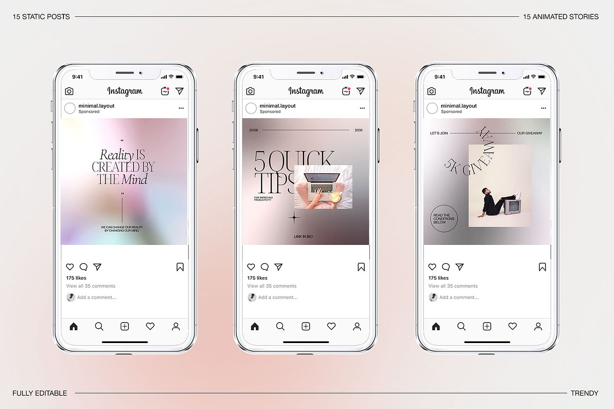 Gradient Aesthetic Insta PSD + Canva, a Social Media Template by Marie T (Photo 5 of 16)