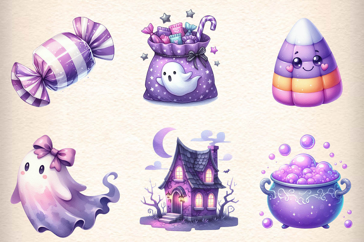 Pastel Purple Halloween Sublimation, an Illustration by CreationArt (Photo 3 of 5)