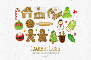 Watercolor Christmas Cookies Clipart