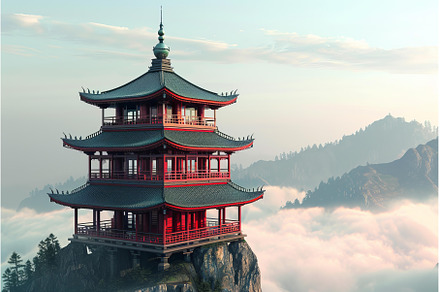Traditional japanese temple standing, an Architecture Photo by Ylivdesign