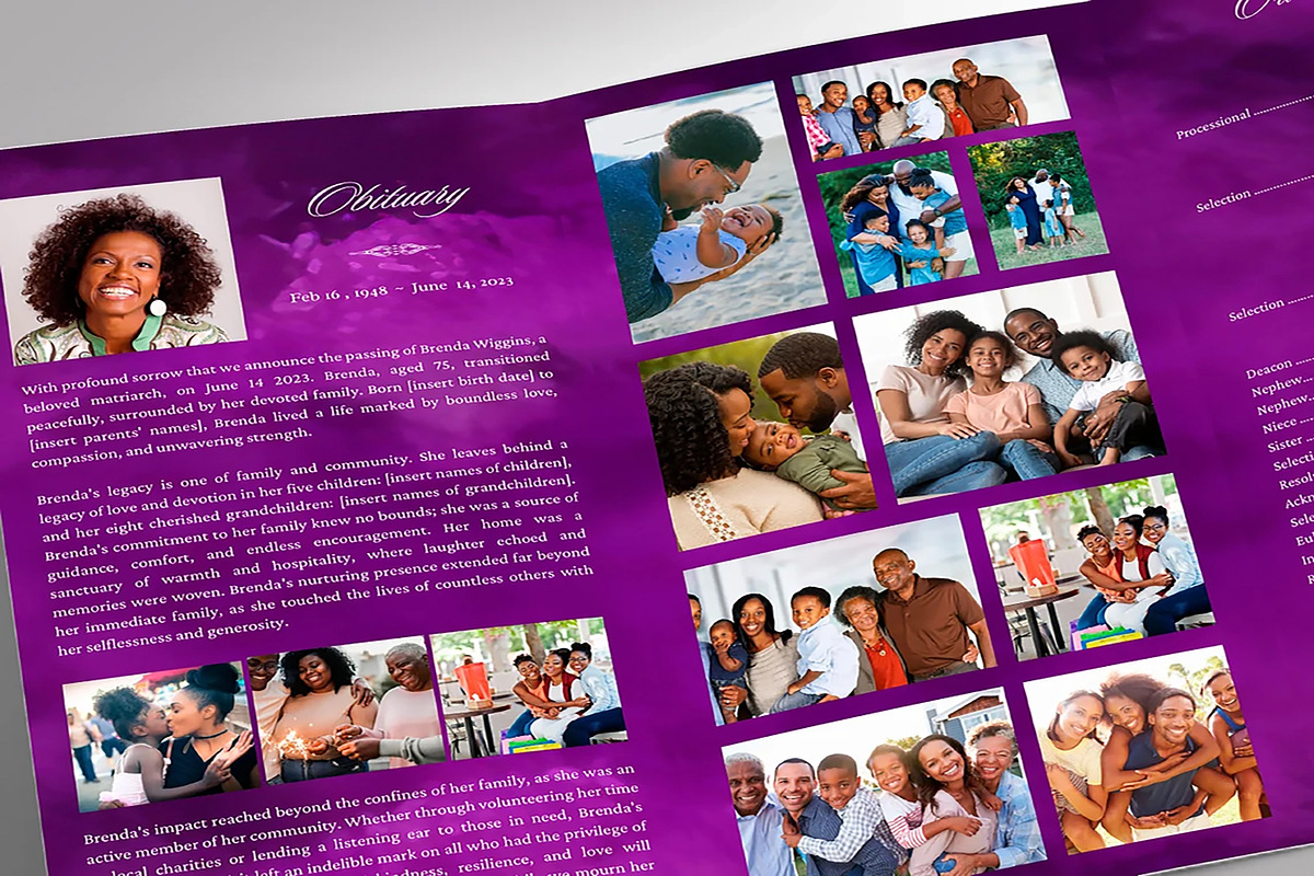 Purple Memories Tabloid Trifold Fune, a Brochure Template by Four C Graphic (Photo 6 of 10)