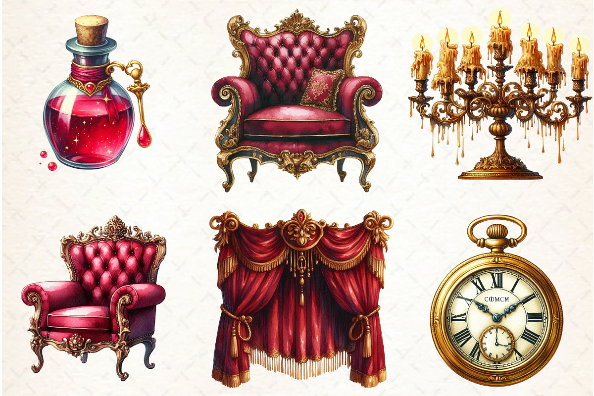 Gilded Reverie Watercolor Clipart, an Illustration by Libby Wishes (Photo 6 of 7)
