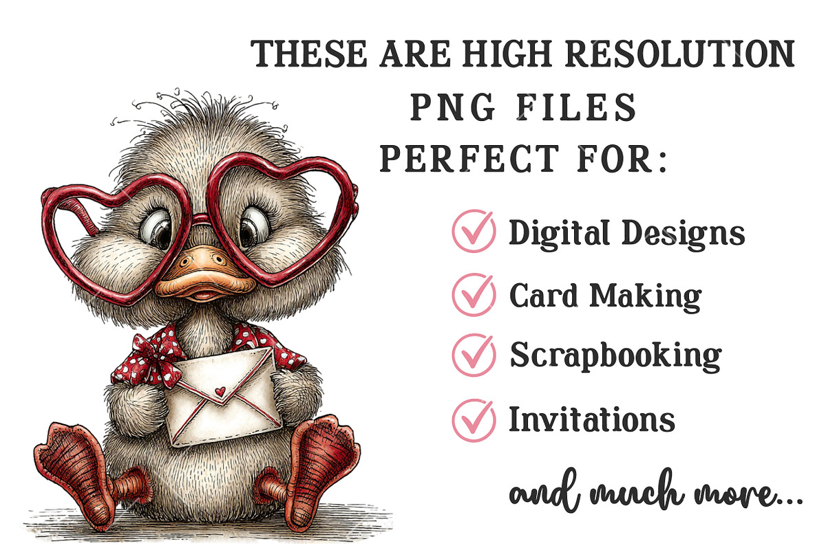 Whimsical Valentine Duck Clipart, an Illustration by OK Design (Photo 5 of 6)