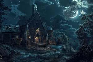 Mysterious House Under Moonlight, a Holiday Photo by Ales Munt
