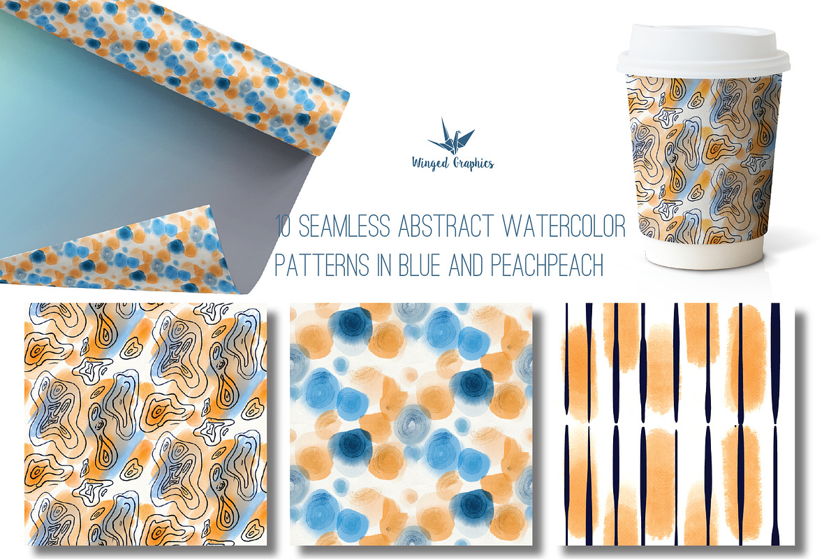 10 Seamless watercolor patterns, a Pattern Graphic by Winged Graphics (Photo 2 of 4)