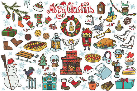 Christmas doodle symbols