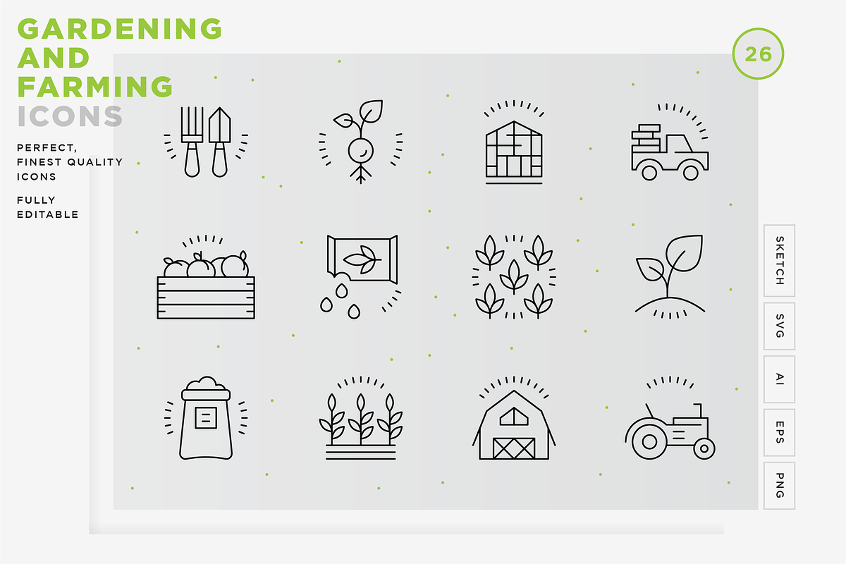 Gardening and Farming icons, an Outline Icon by Vineta Rendon (Photo 1 of 7)