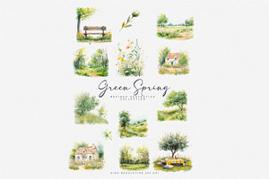 Watercolor Spring Foliage Clipart